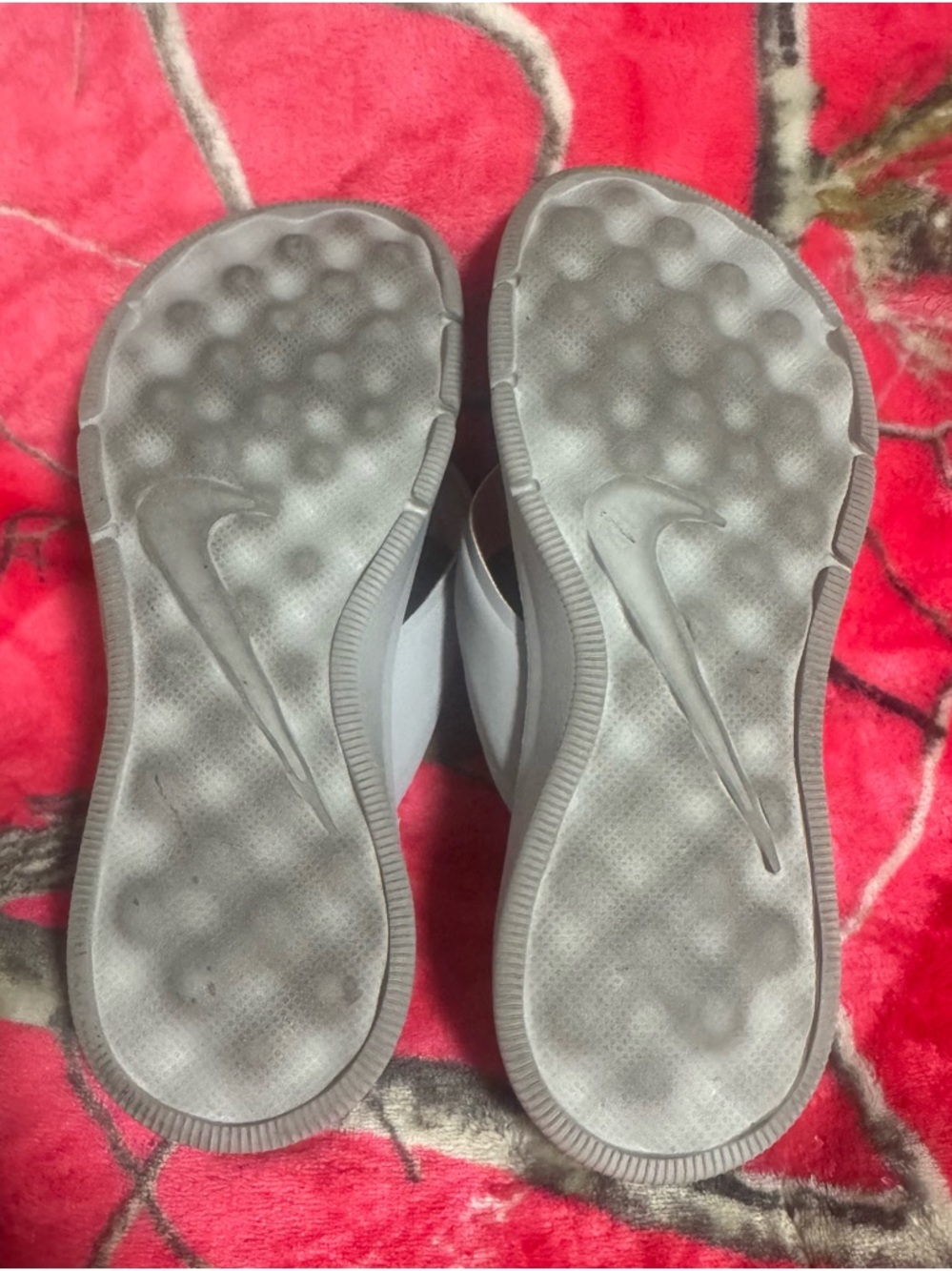 Nike Bright Orange Flip Flops with Light Gray Straps - Picture 3 of 4